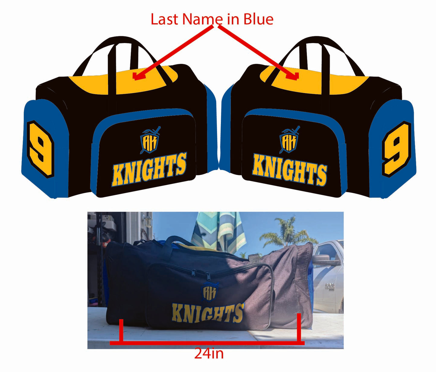 Knights Custom Football Duffle Equipment Bag